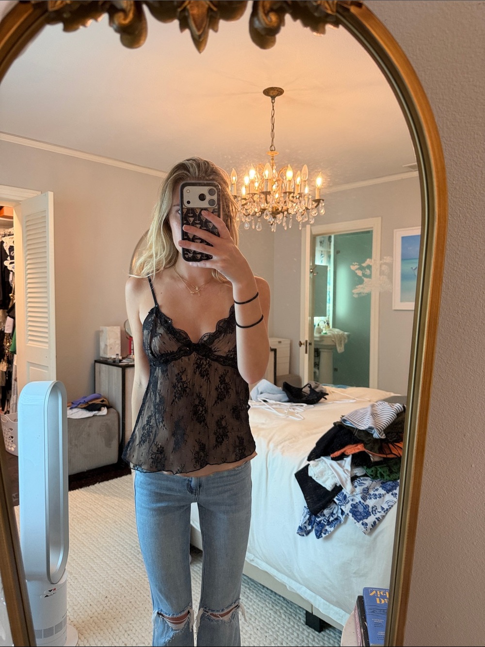Black Lace Sheer Camisole Top